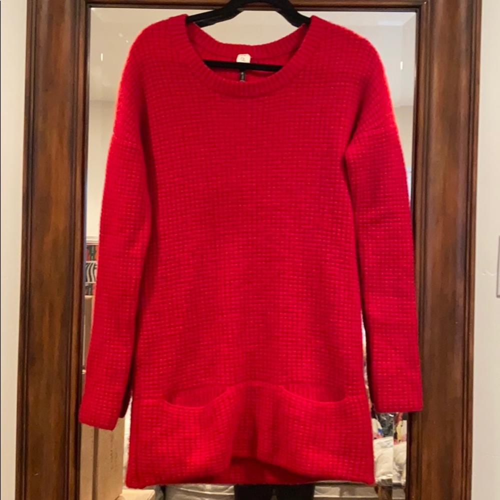 Red Tunic Style Cashmere Sweater